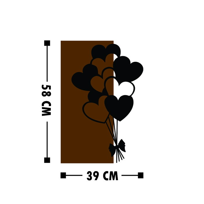 Wallity Love Metal Escultura de pared en Nogal y Negro